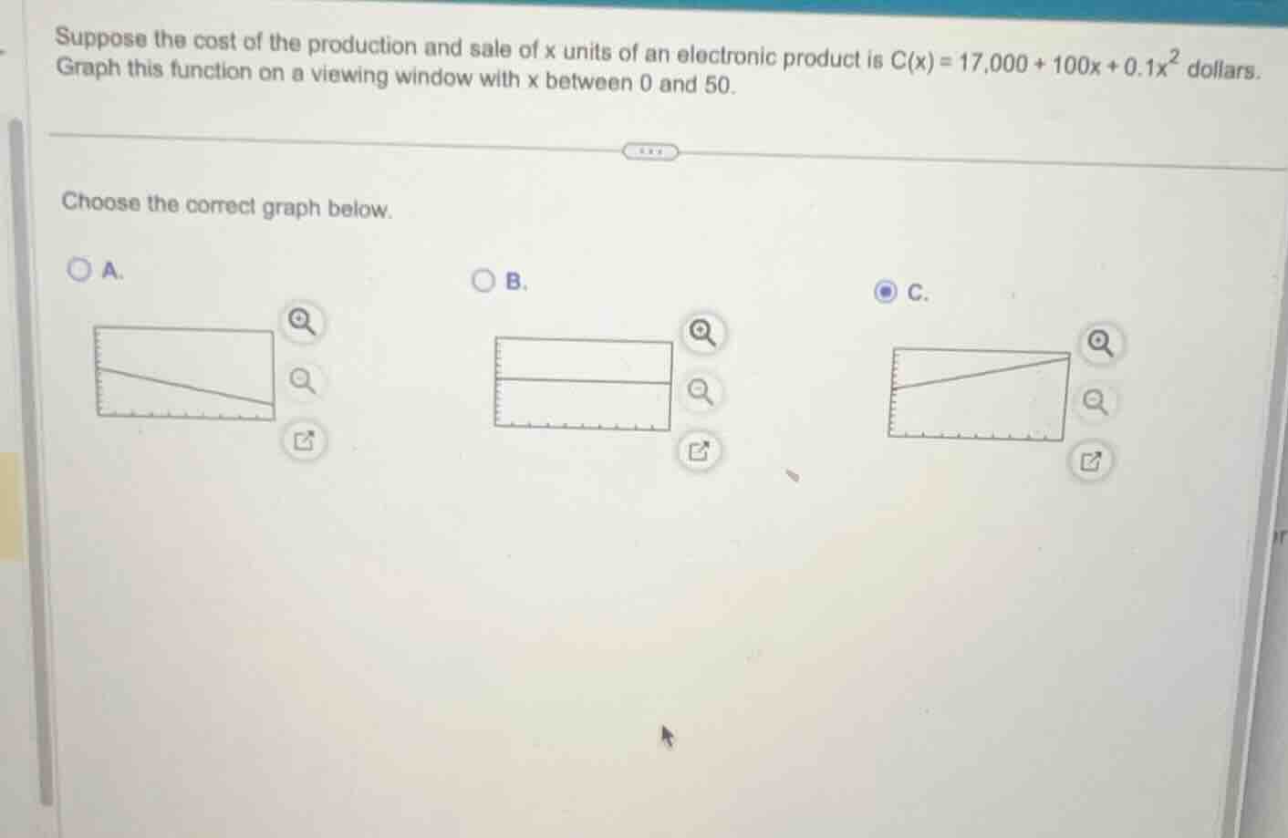 suppose the cost of the production and sale of x units of an electronic…