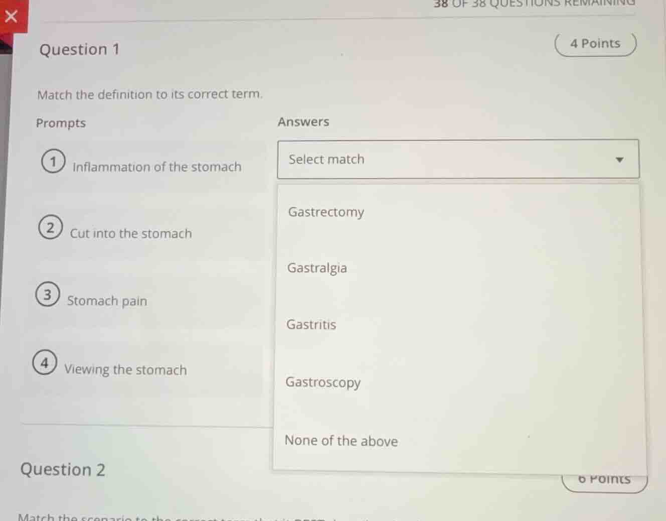 question 1 (4 points) match the definition to its correct term. prompts…