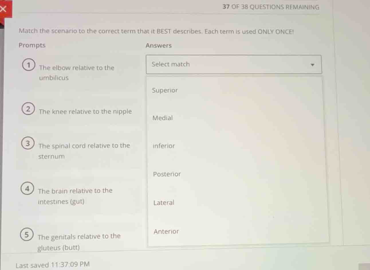 match the scenario to the correct term that it best describes. each ter…