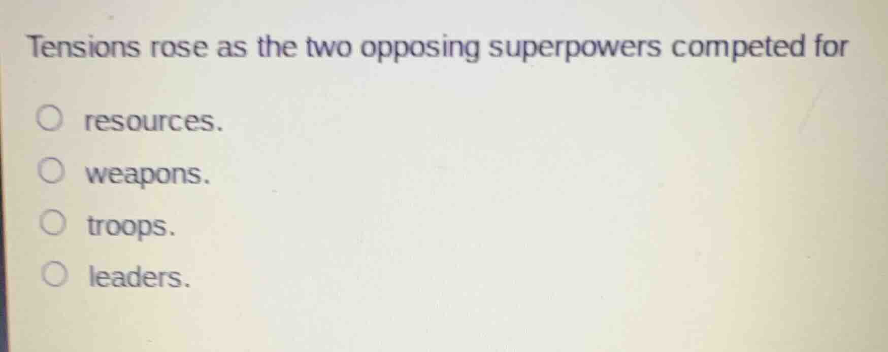 tensions rose as the two opposing superpowers competed for resources. w…