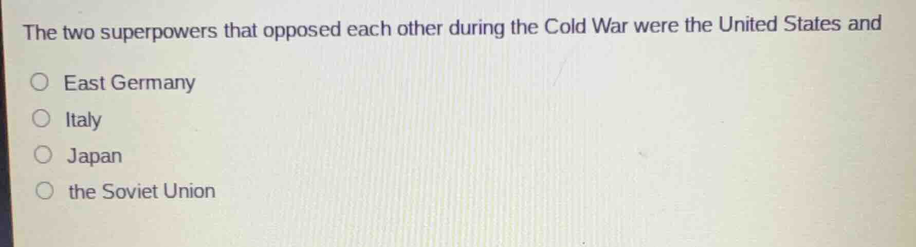 the two superpowers that opposed each other during the cold war were th…