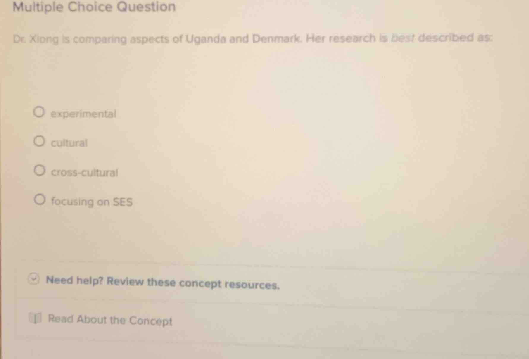 multiple choice question dr. xiong is comparing aspects of uganda and d…