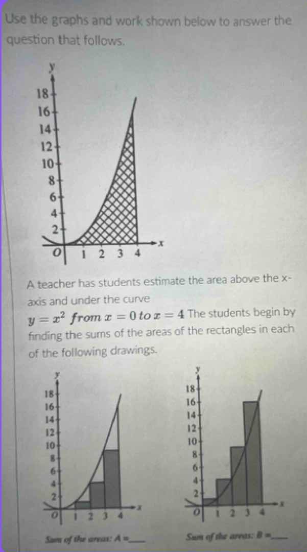 use the graphs and work shown below to answer the question that follows…