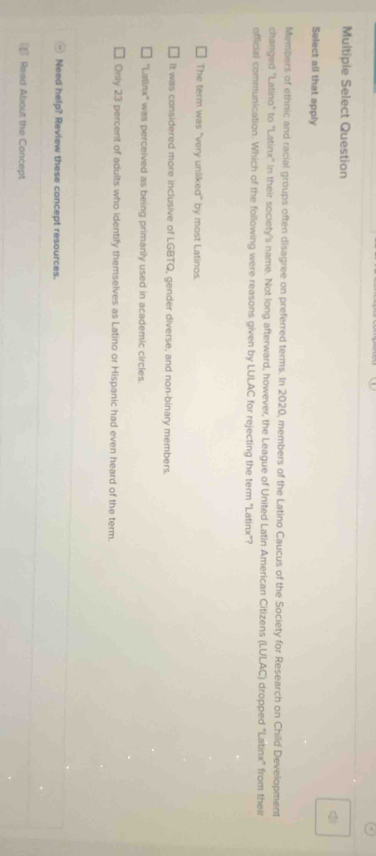 multiple select question select all that apply members of ethnic and ra…