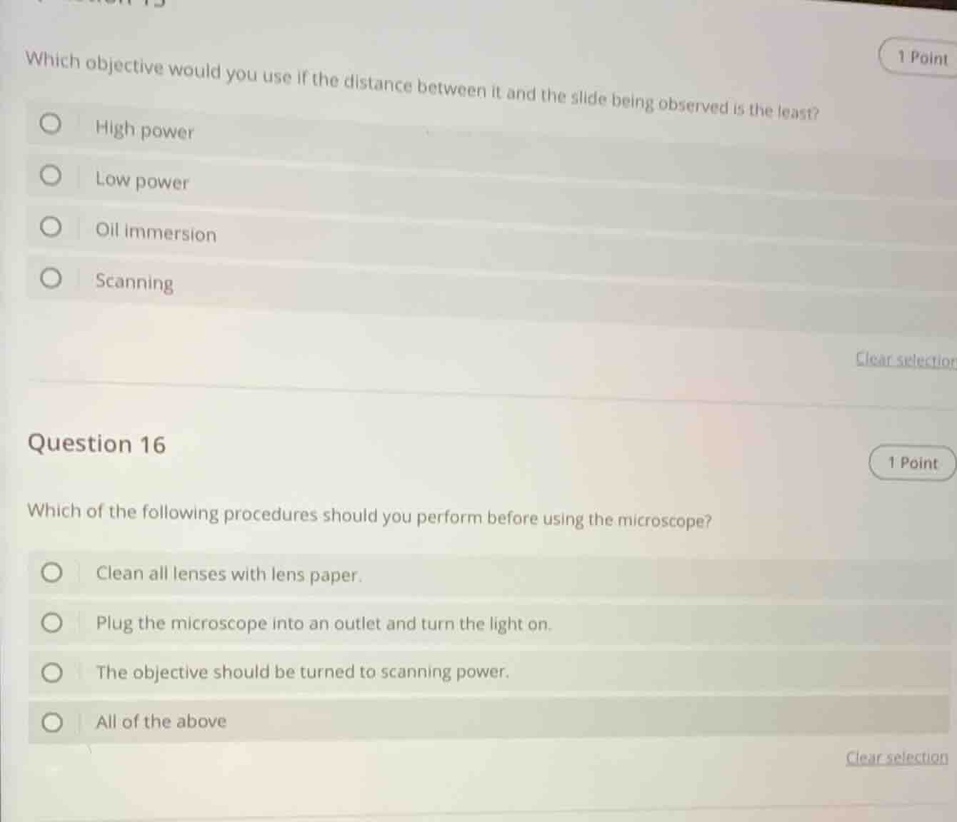 which objective would you use if the distance between it and the slide …
