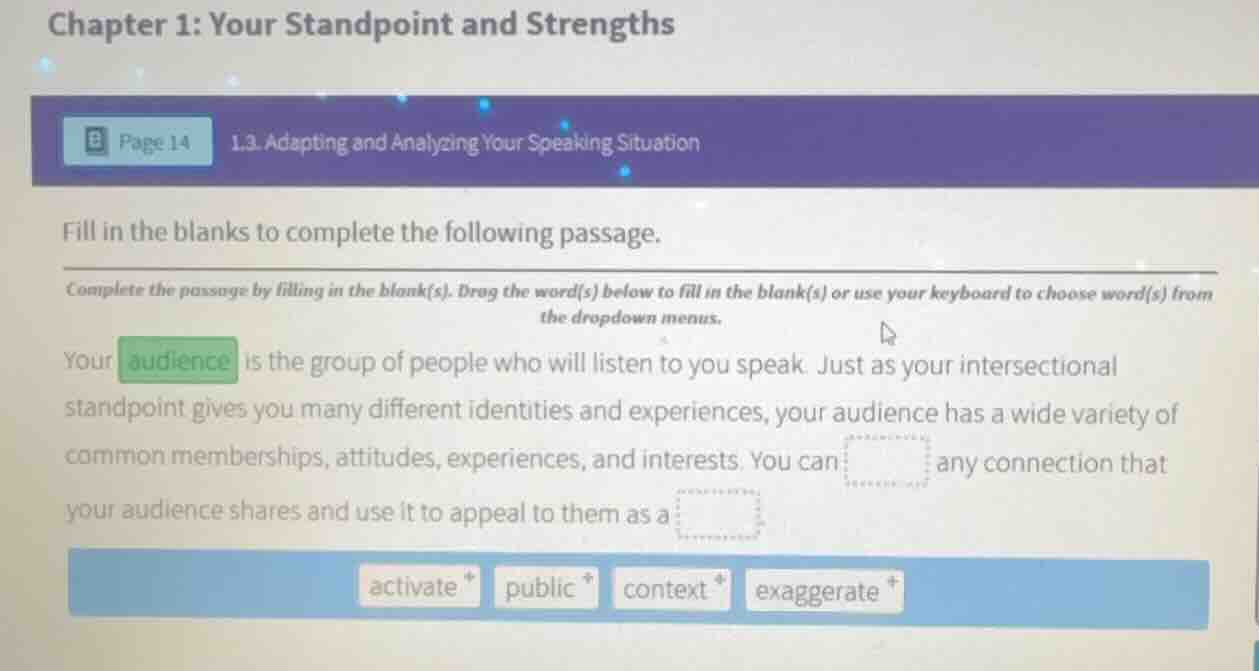 chapter 1: your standpoint and strengths page 14 1.3. adapting and anal…