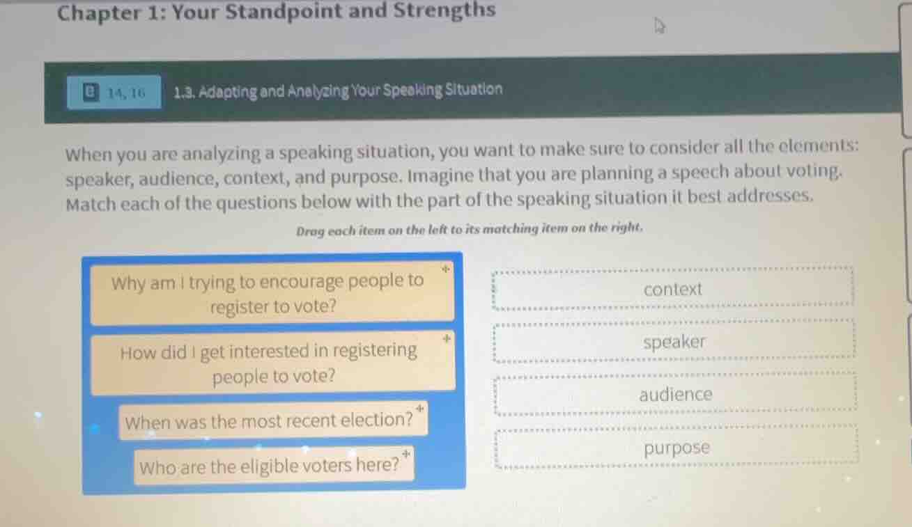 chapter 1: your standpoint and strengths 1.3. adapting and analyzing yo…