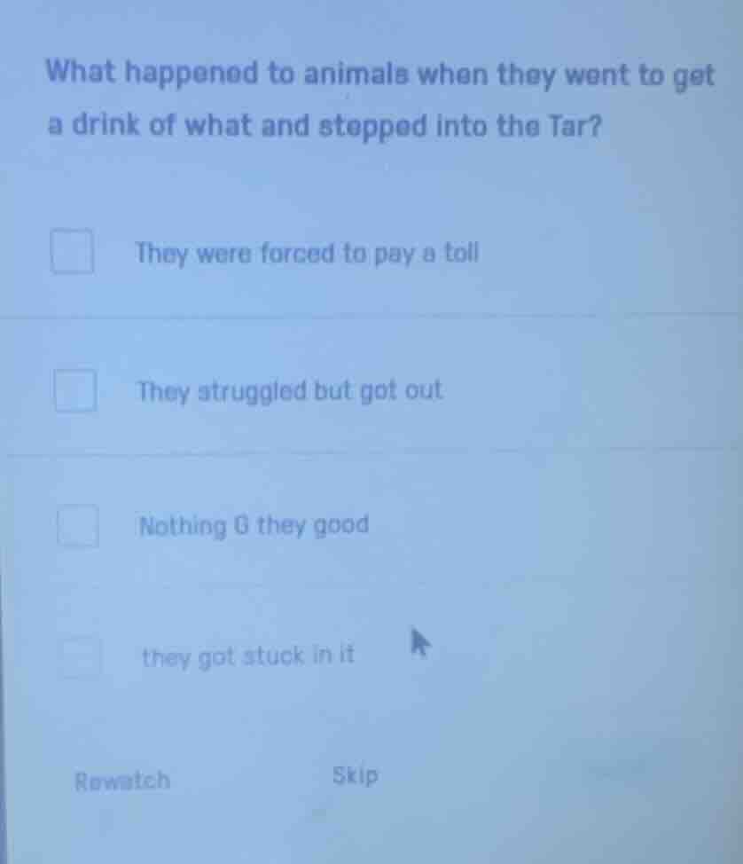 what happened to animals when they went to get a drink of what and step…