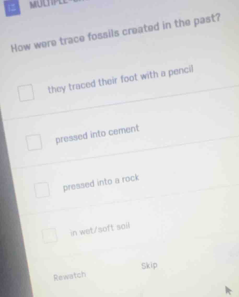 how were trace fossils created in the past? they traced their foot with…