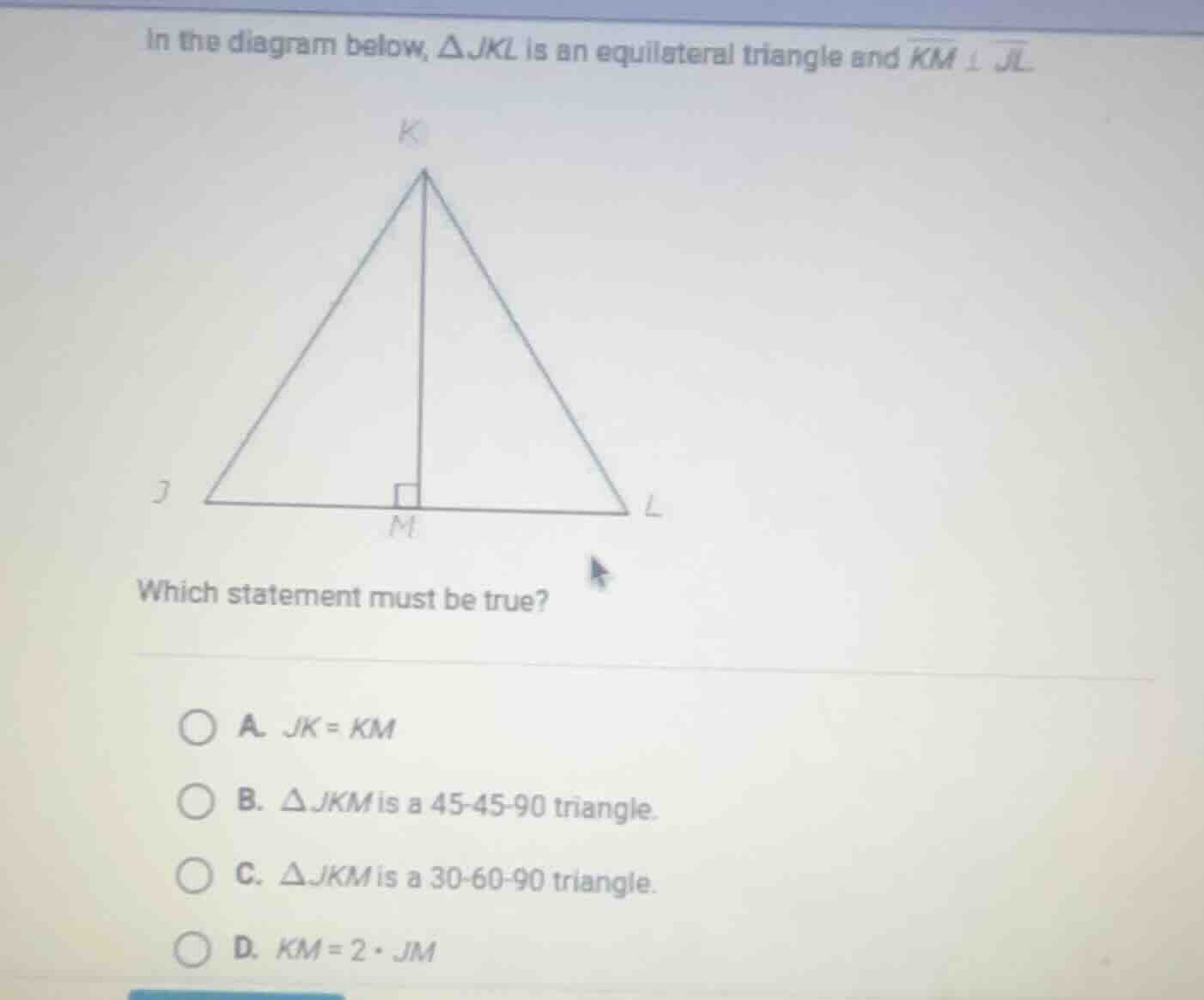 in the diagram below, $\\triangle jkl$ is an equilateral triangle and $…