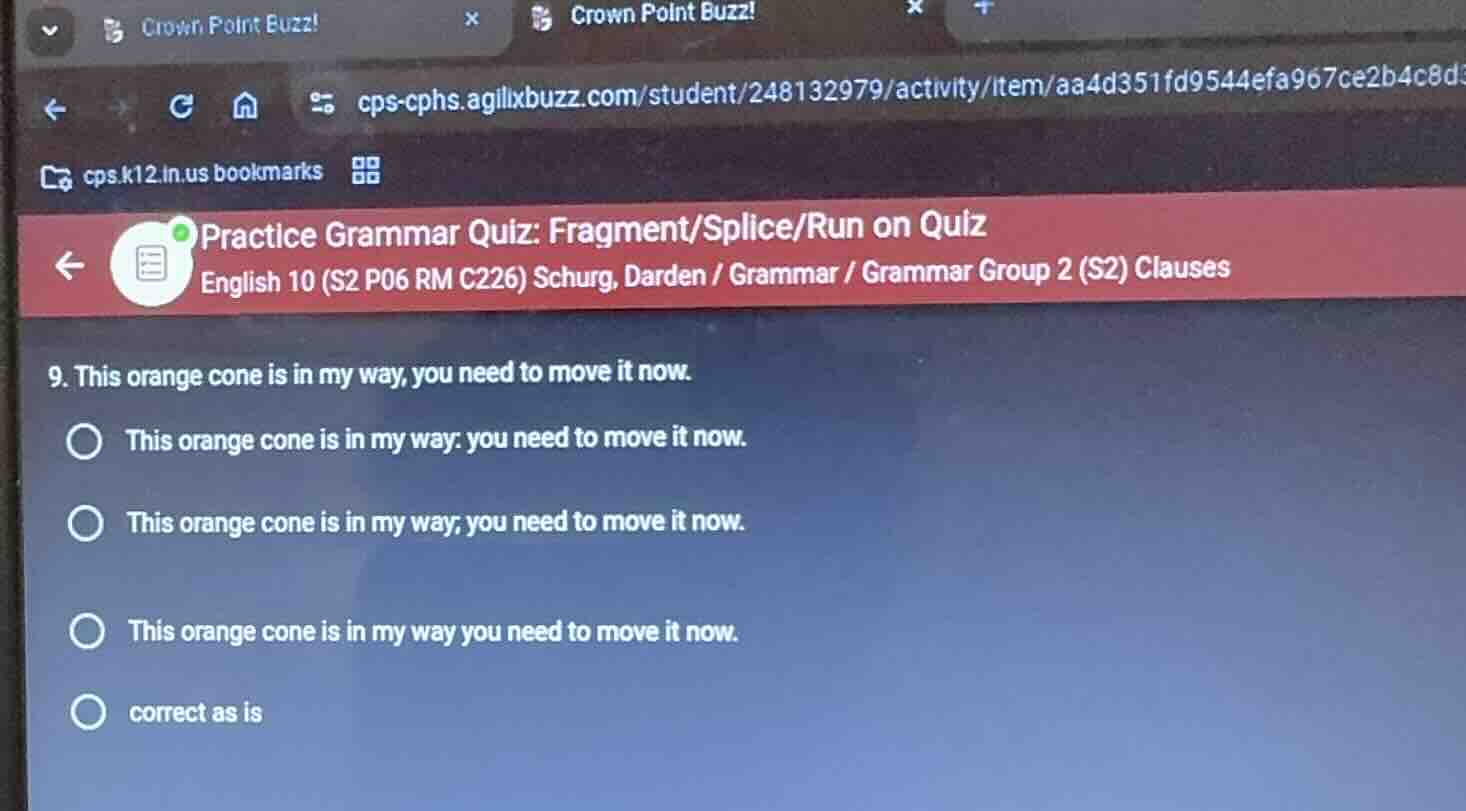 practice grammar quiz: fragment/splice/run on quiz english 10 (s2 p06 r…
