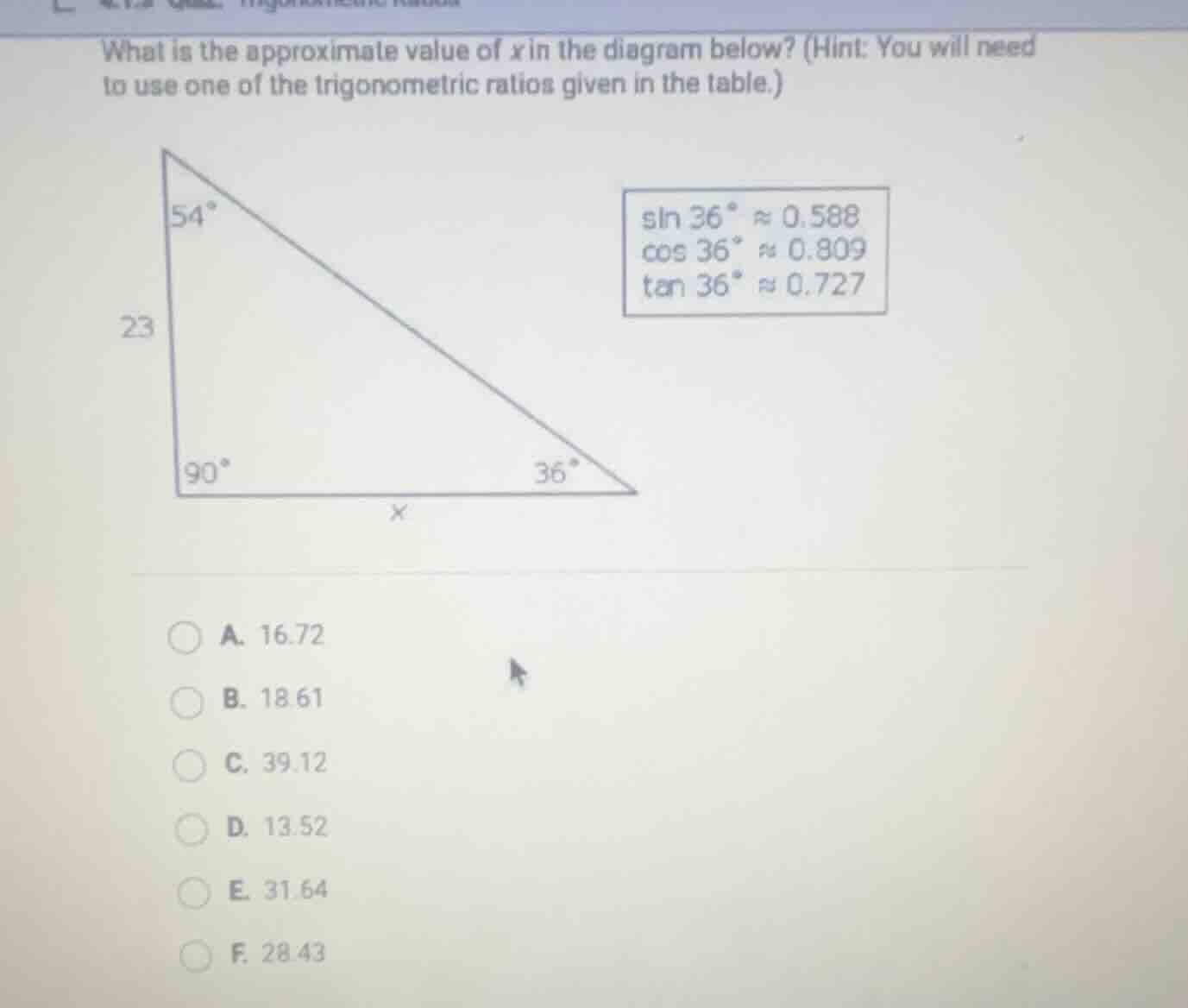 what is the approximate value of x in the diagram below? (hint: you wil…