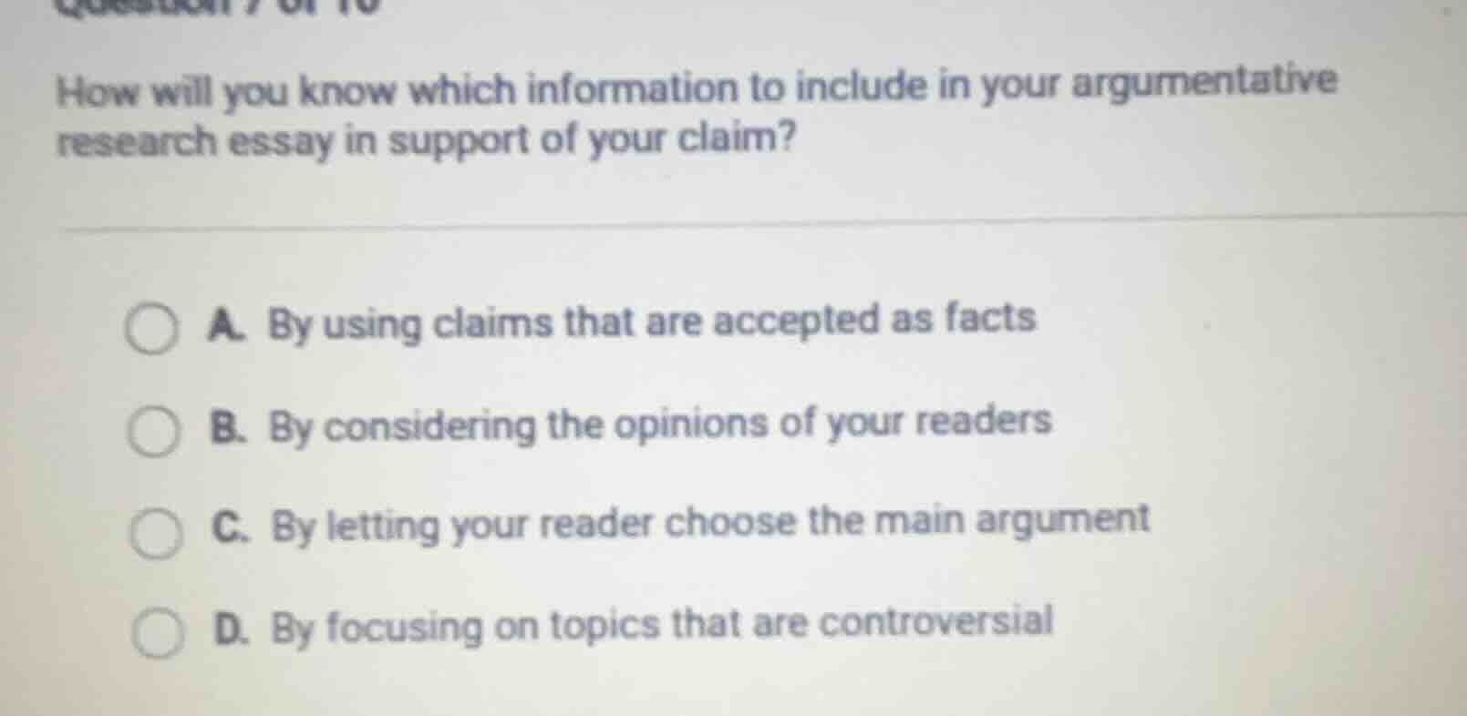 how will you know which information to include in your argumentative re…
