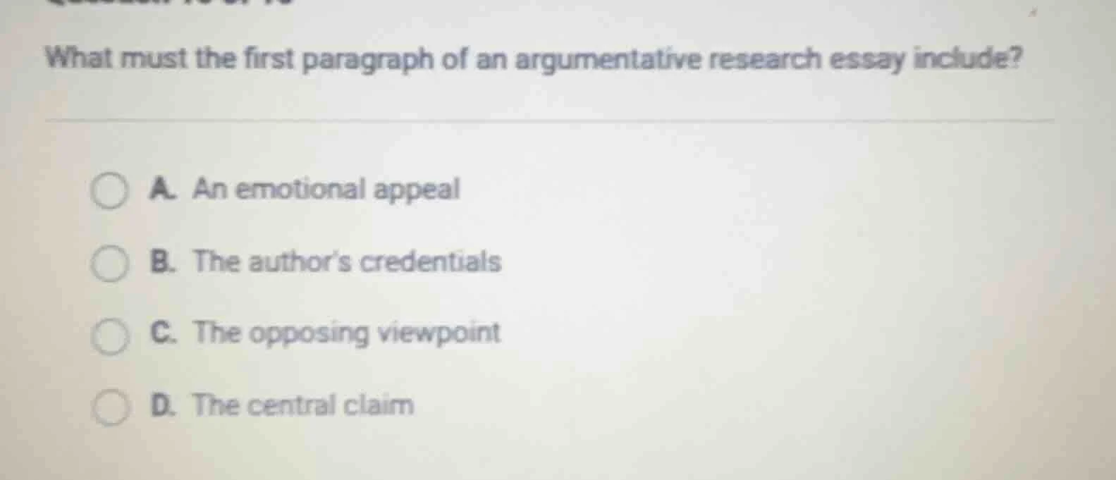 what must the first paragraph of an argumentative research essay includ…