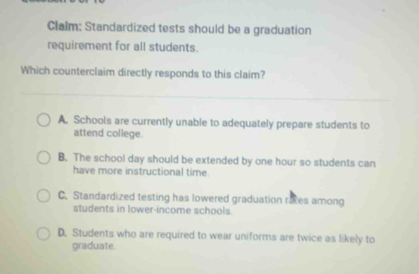 claim: standardized tests should be a graduation requirement for all st…