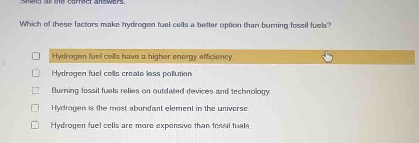 select all the correct answers. which of these factors make hydrogen fu…