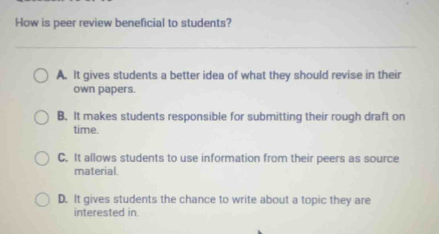 how is peer review beneficial to students? a. it gives students a bette…