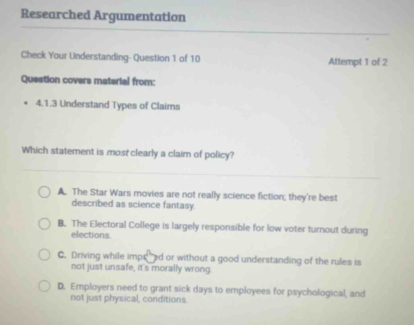 researched argumentation check your understanding- question 1 of 10 att…