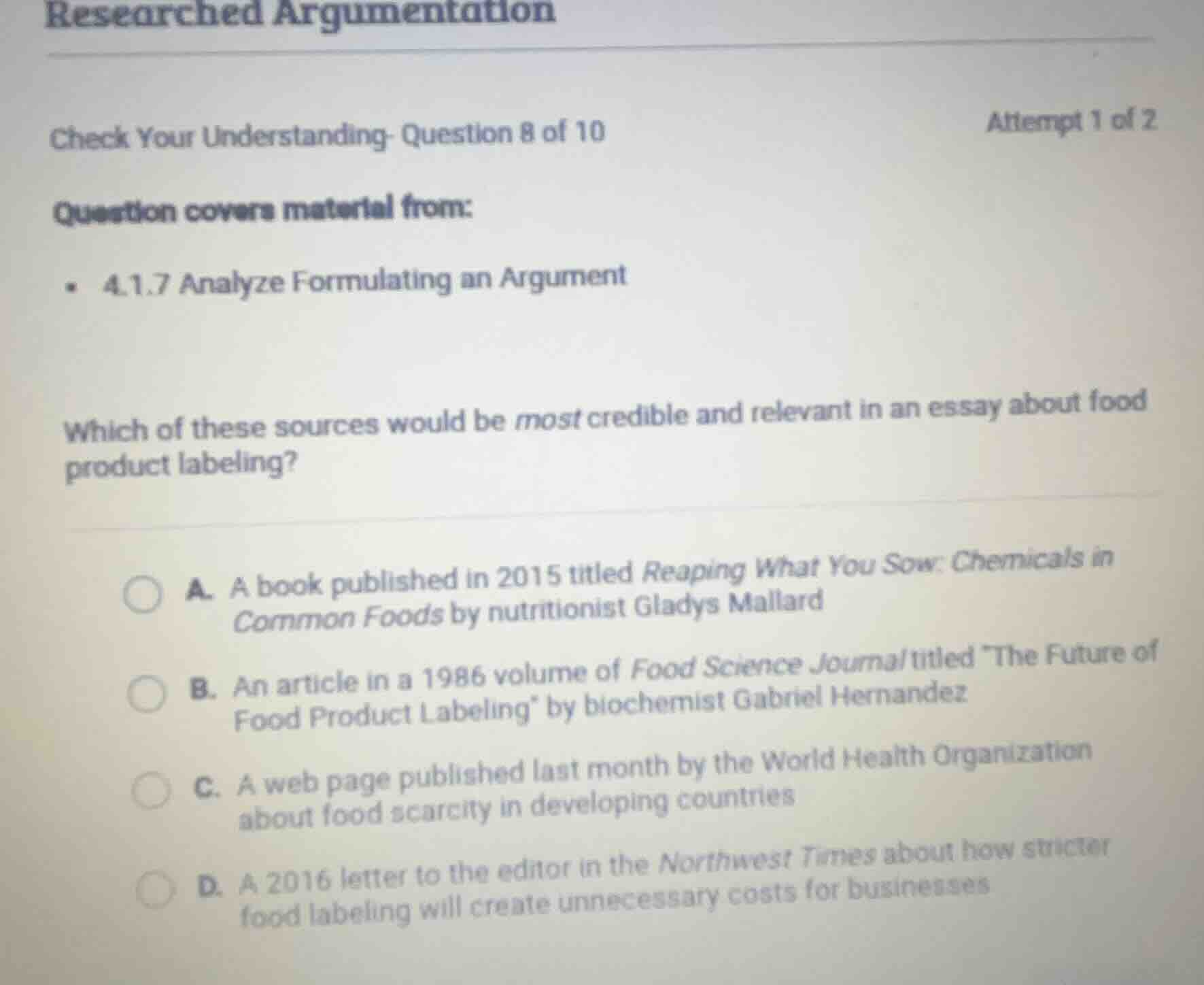 researched argumentation check your understanding- question 8 of 10 att…