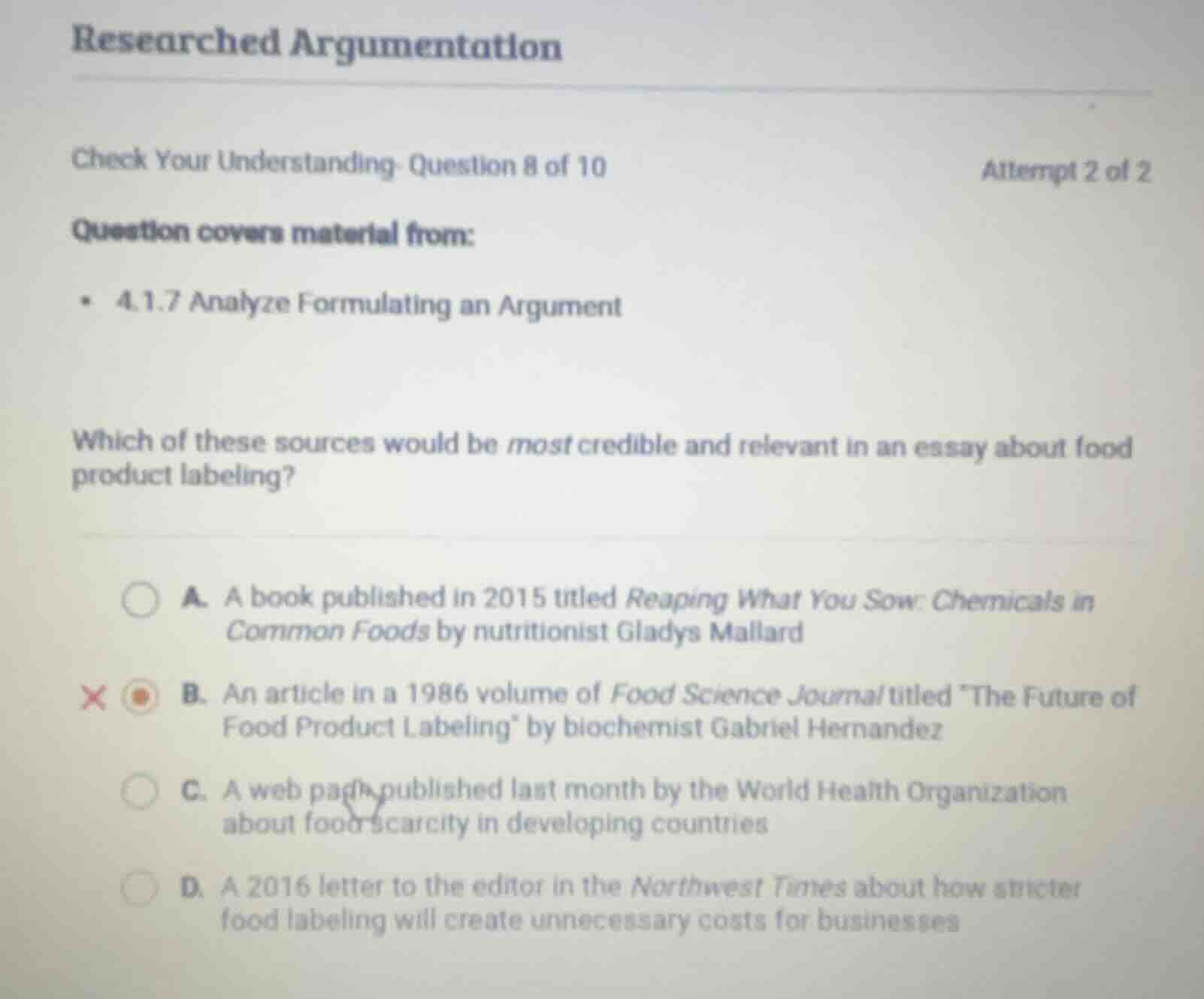 researched argumentation check your understanding- question 8 of 10 att…