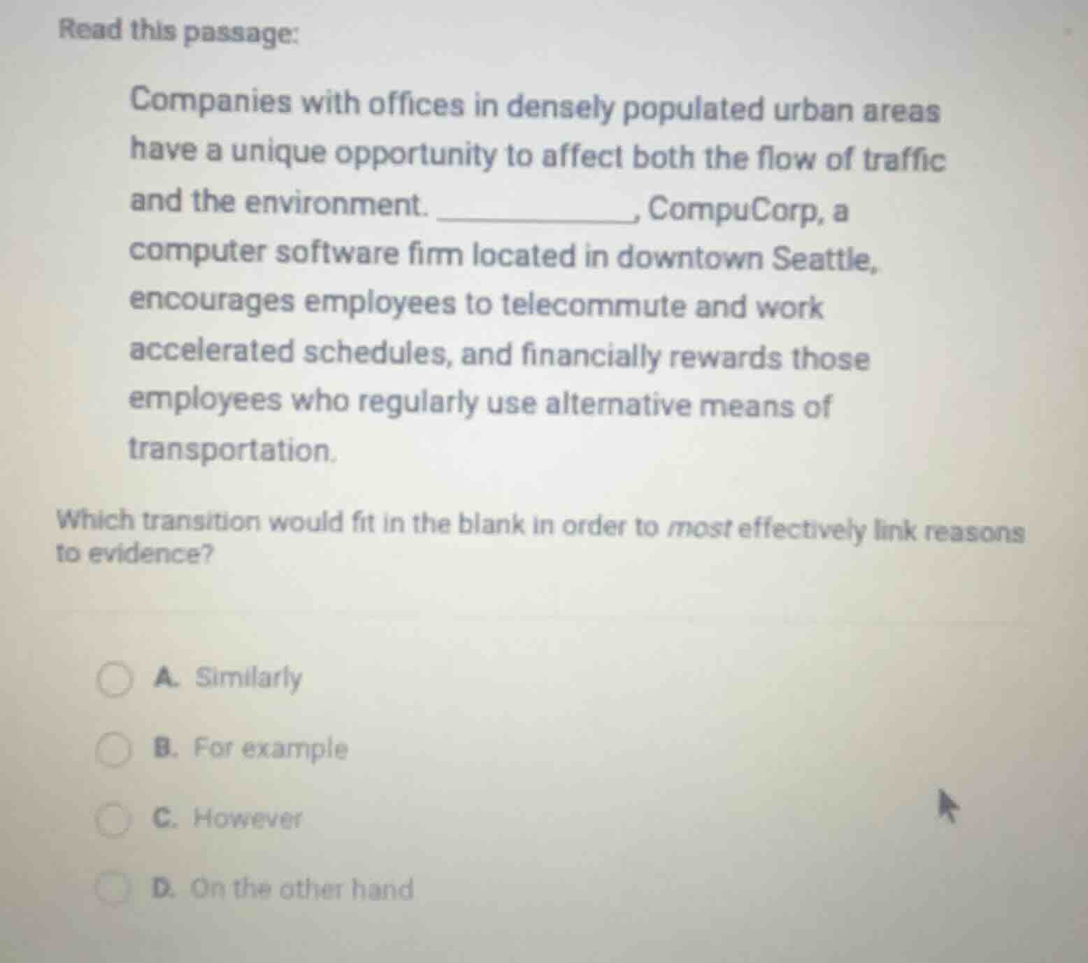 read this passage: companies with offices in densely populated urban ar…