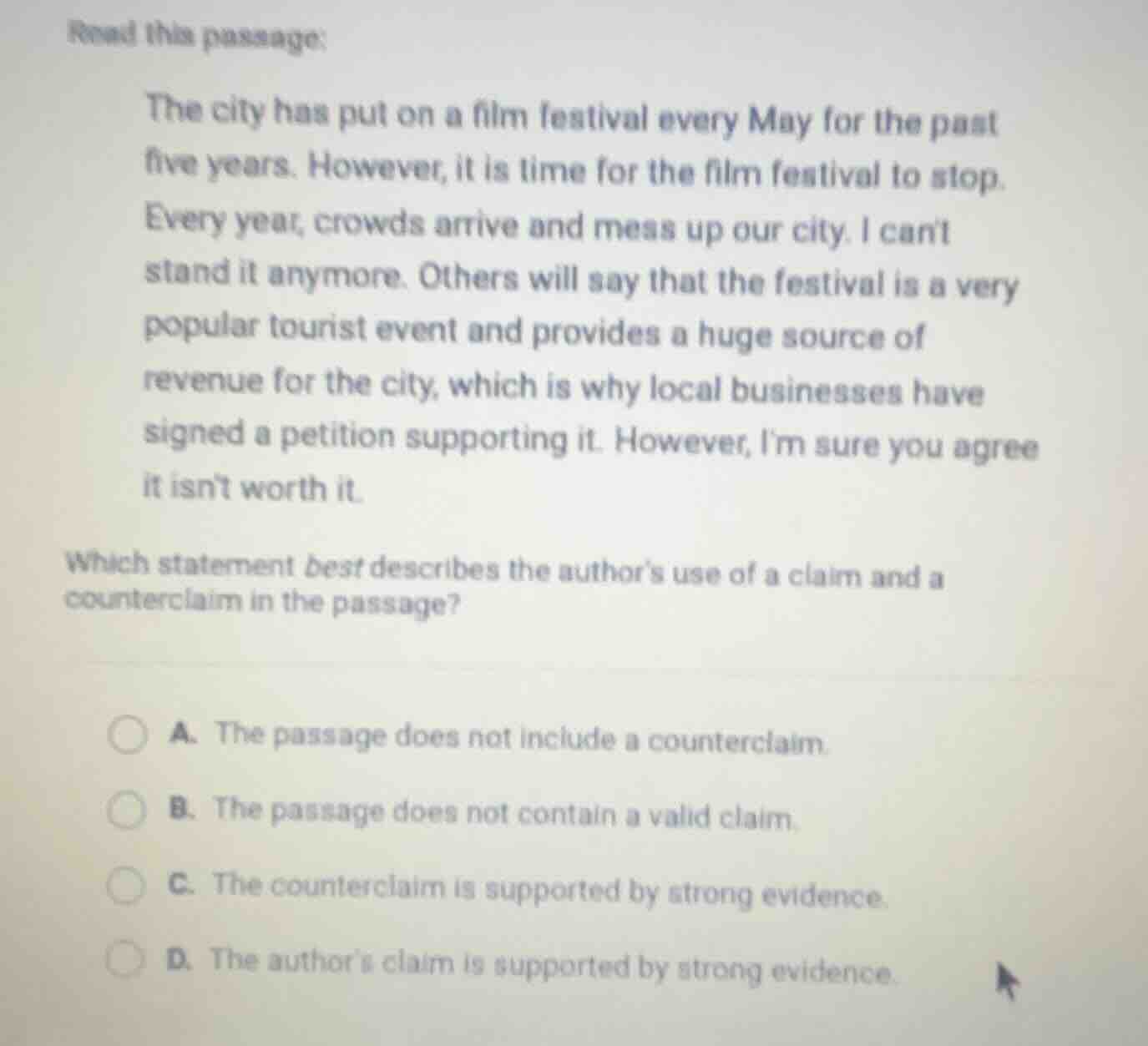 read this passage: the city has put on a film festival every may for th…
