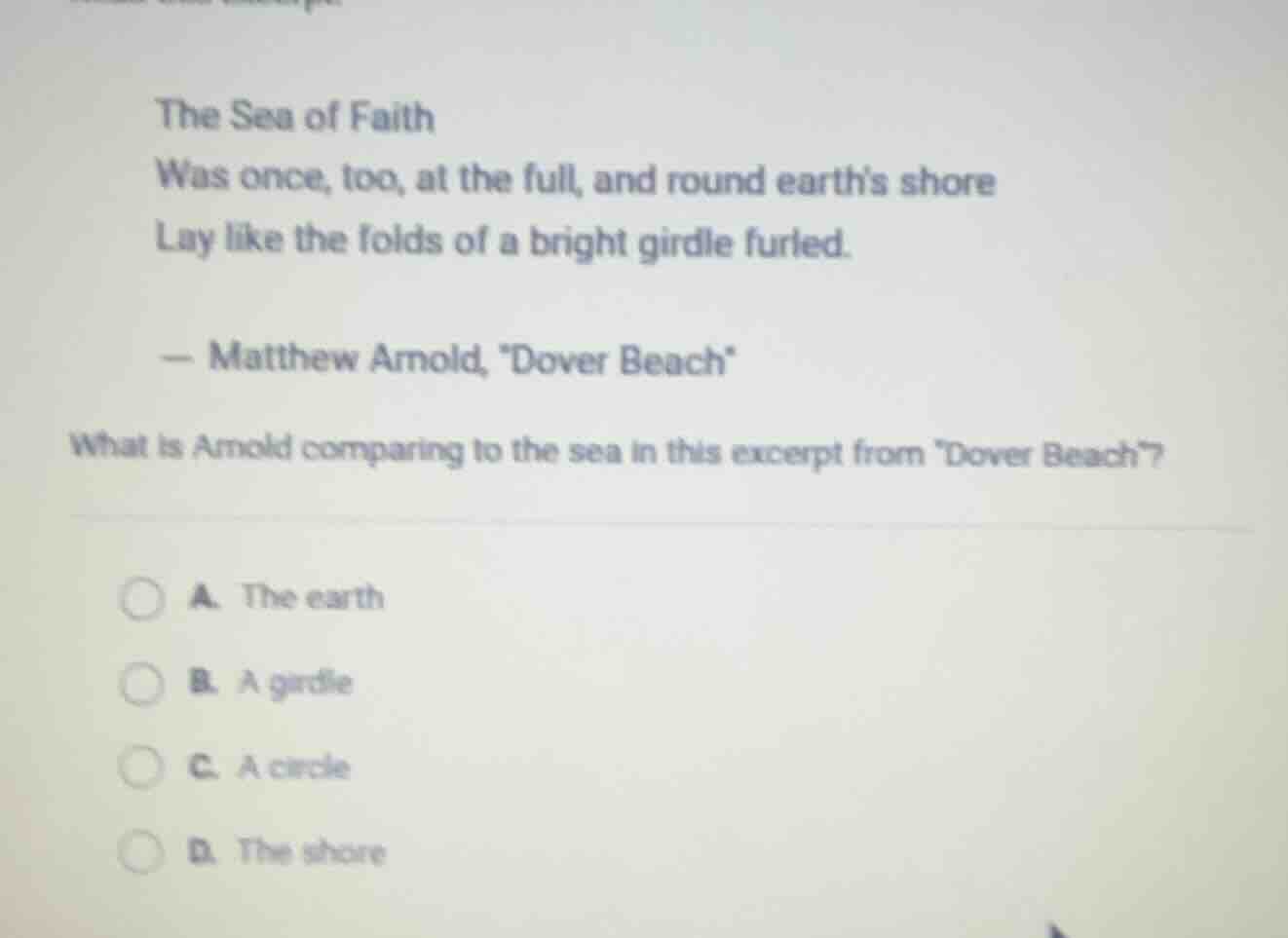 the sea of faith was once, too, at the full, and round earth’s shore la…