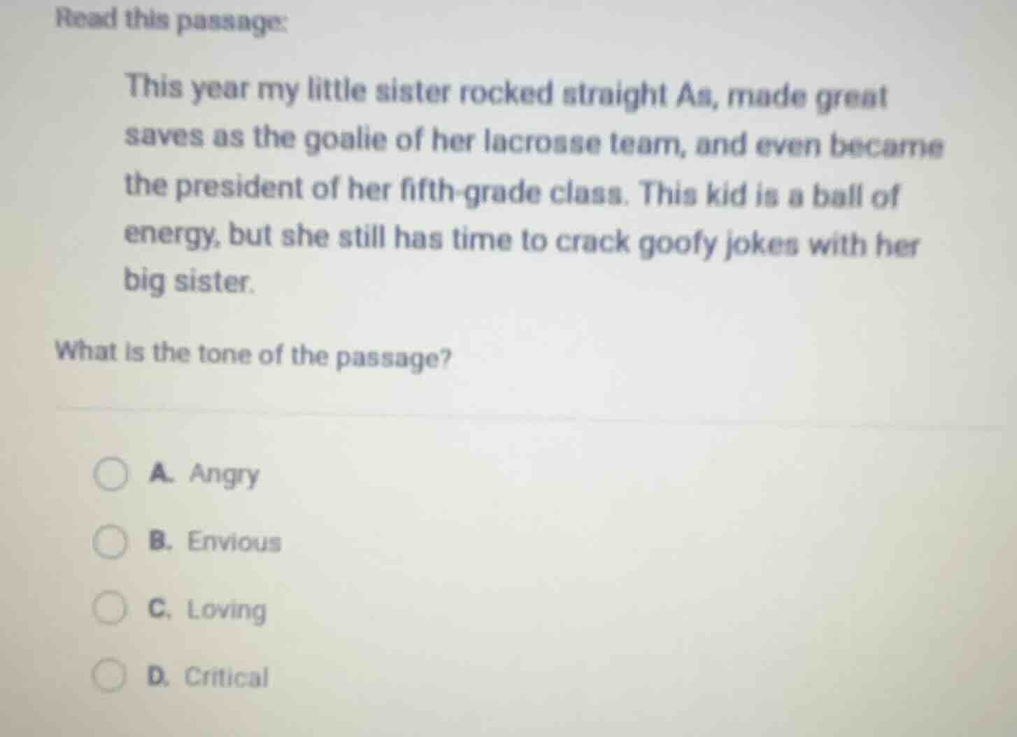 read this passage: this year my little sister rocked straight as, made …