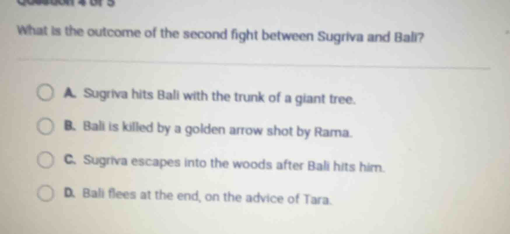 what is the outcome of the second fight between sugriva and bali? a. su…