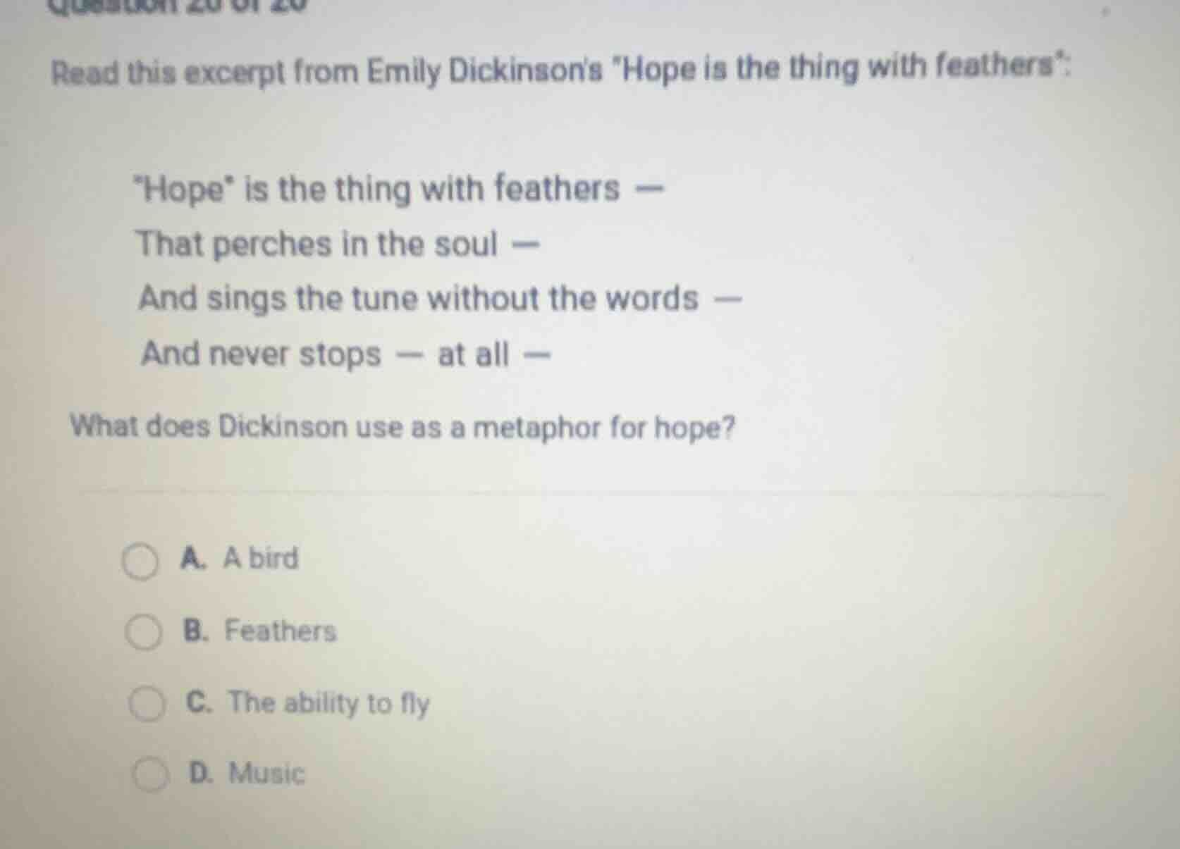 read this excerpt from emily dickinsons hope is the thing with feathers…