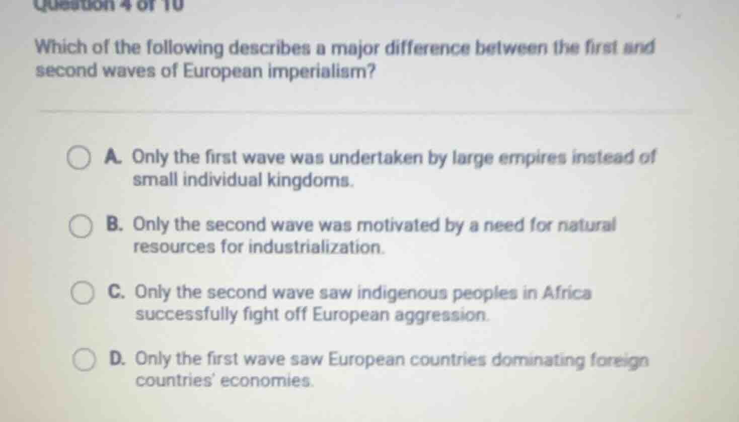 question 4 of 10 which of the following describes a major difference be…