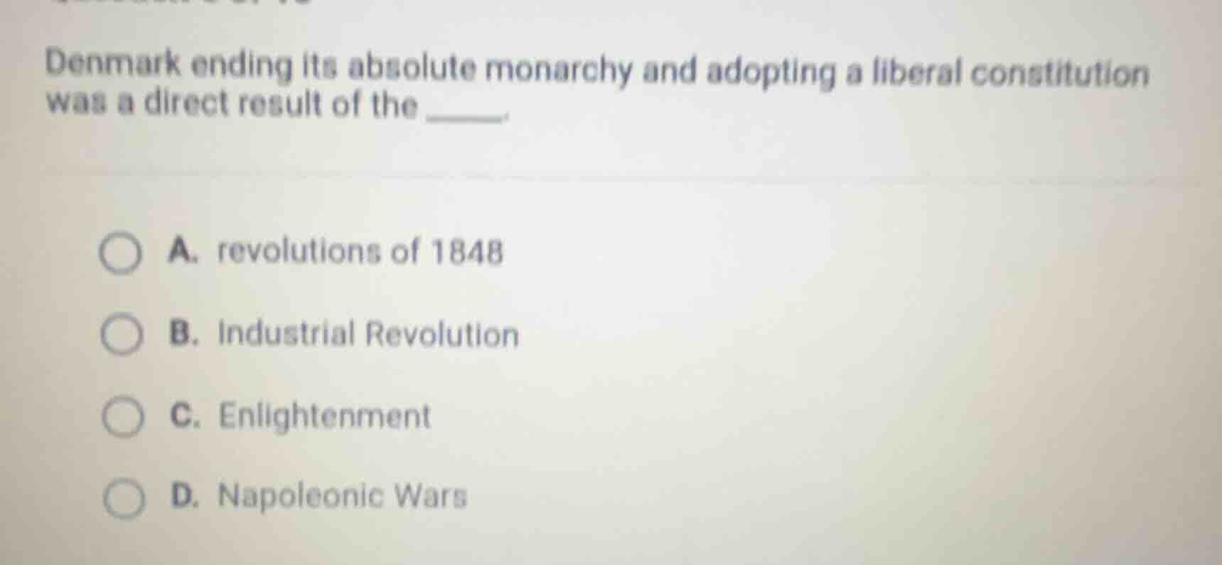 denmark ending its absolute monarchy and adopting a liberal constitutio…