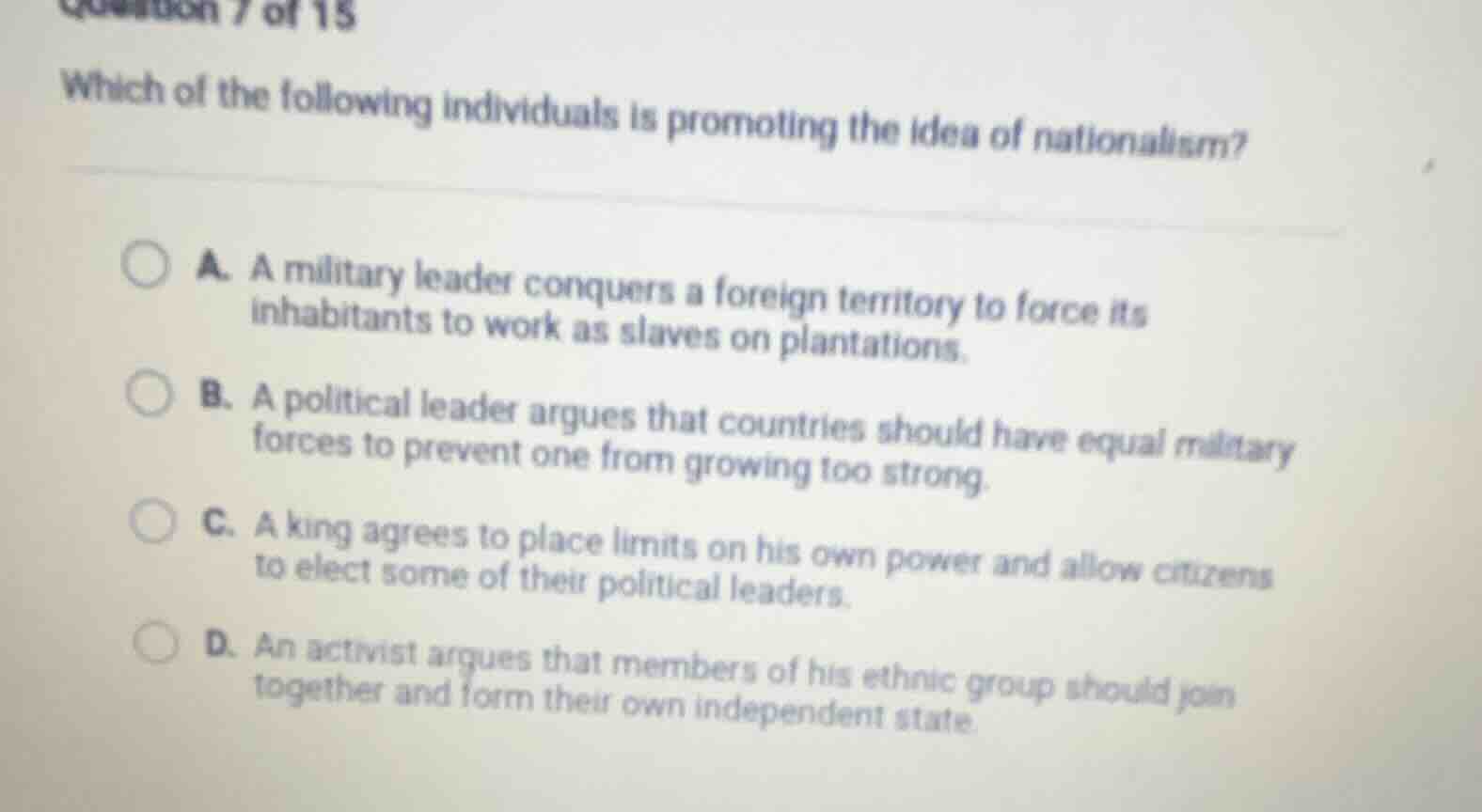 question 7 of 15 which of the following individuals is promoting the id…