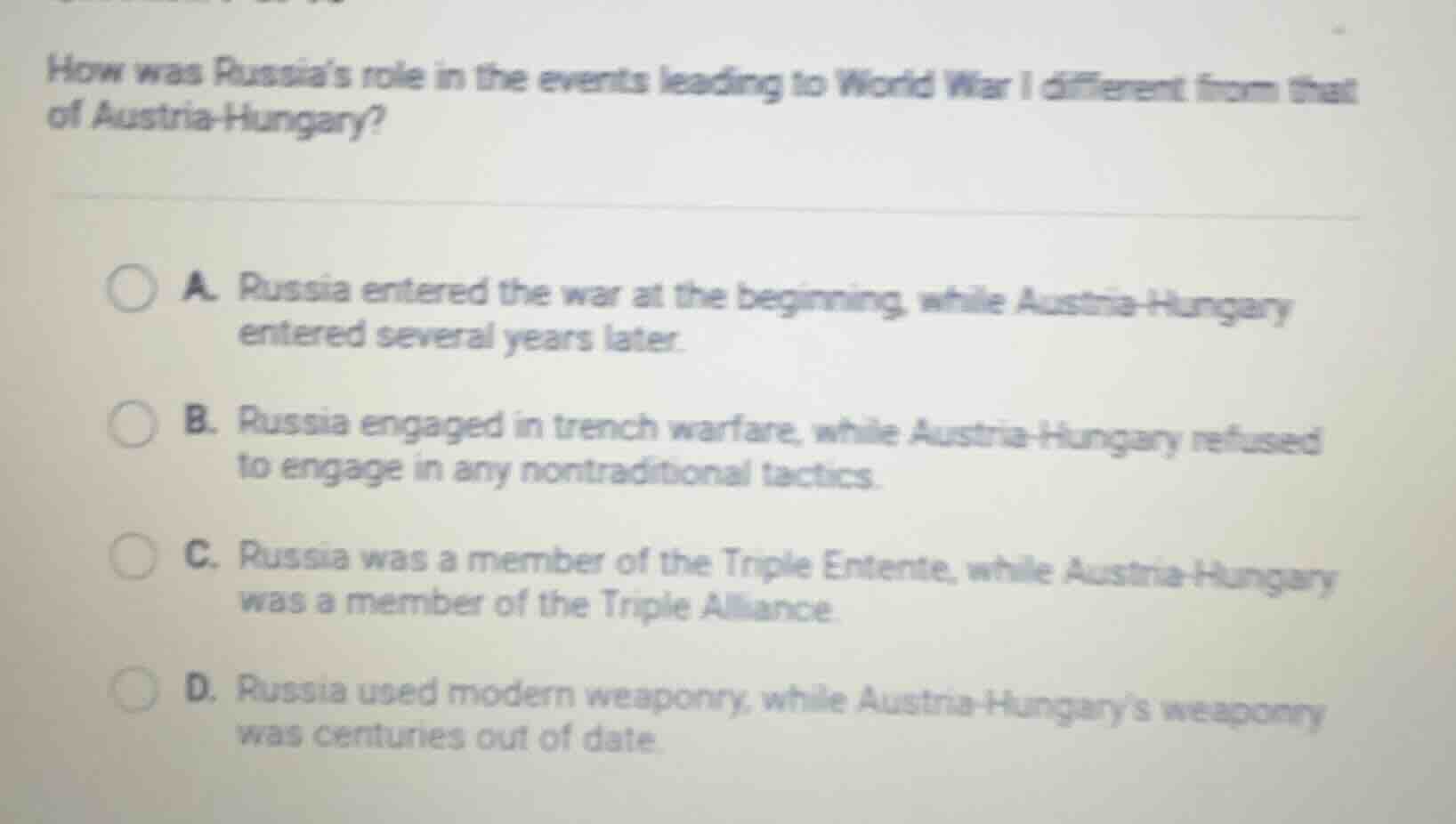 how was russia’s role in the events leading to world war i different fr…