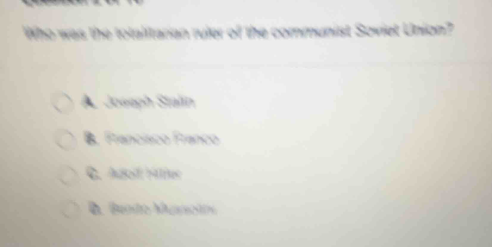 who was the totalitarian ruler of the communist soviet union? a. joseph…