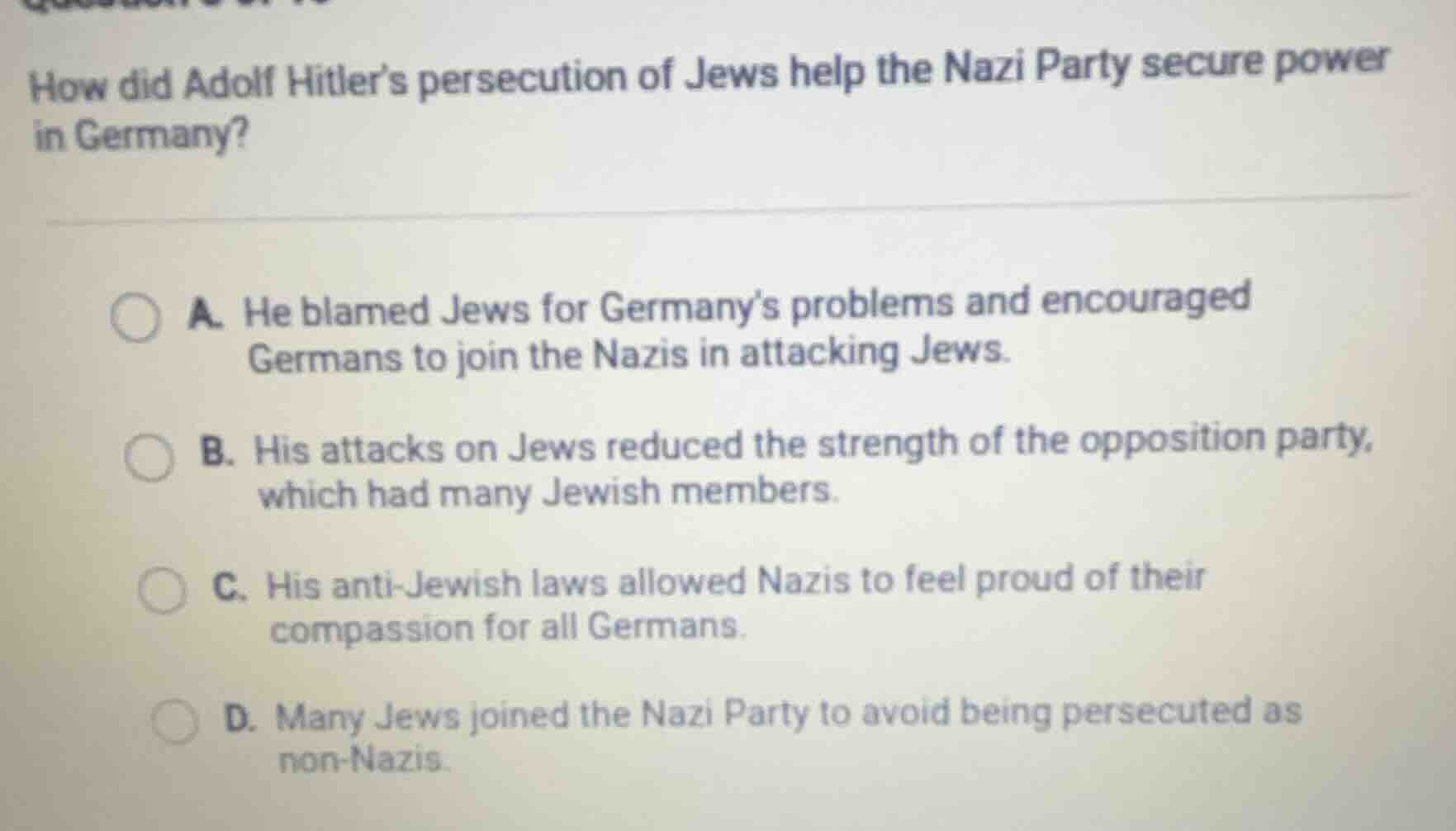 how did adolf hitler’s persecution of jews help the nazi party secure p…