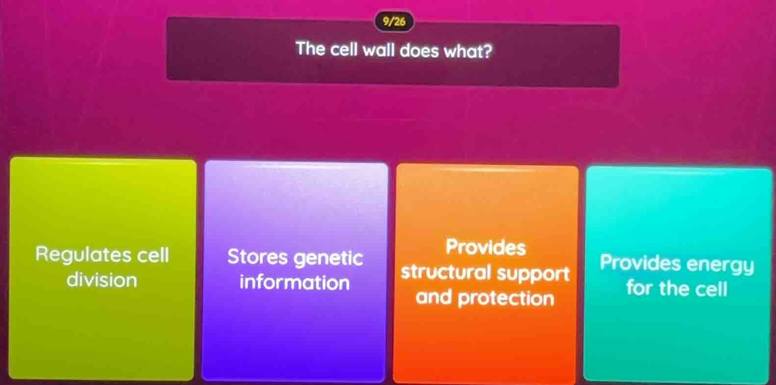 the cell wall does what? regulates cell division; stores genetic inform…