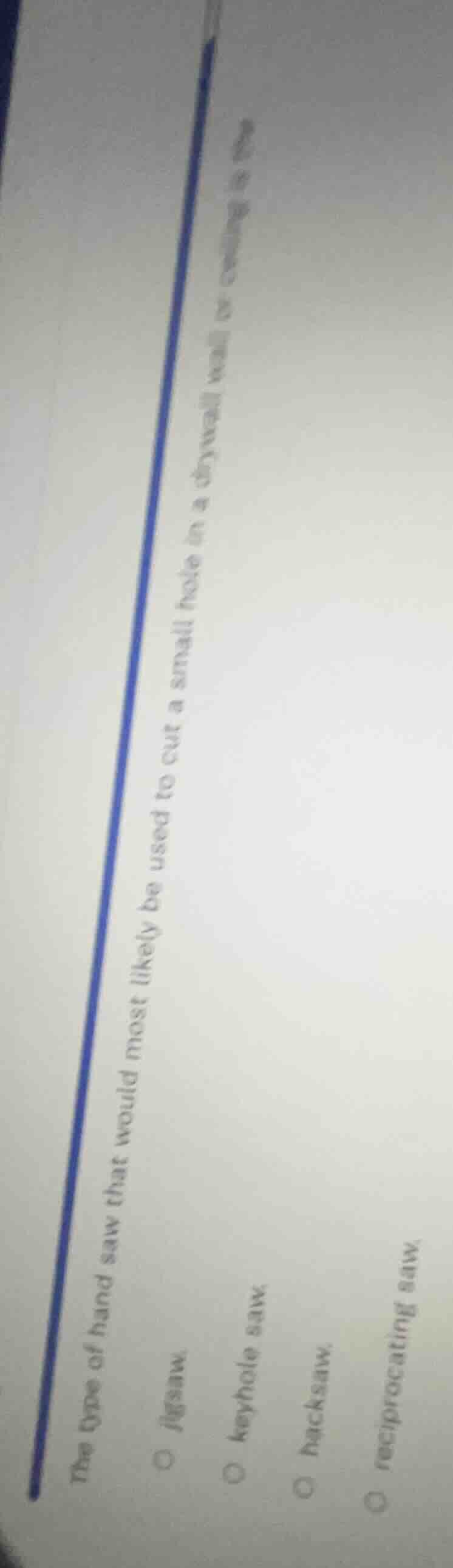 the type of hand saw that would most likely be used to cut a small hole…