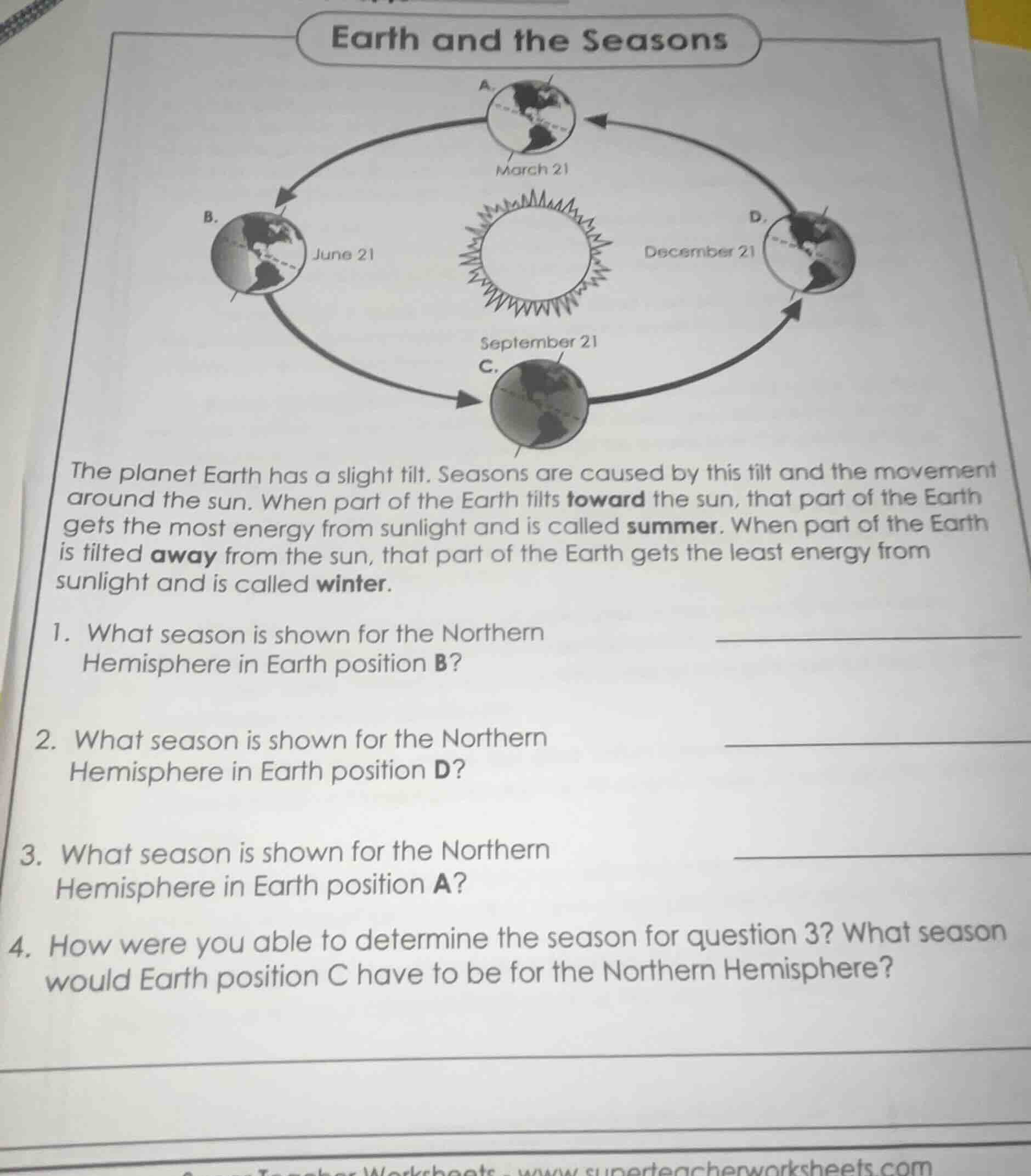 earth and the seasons the planet earth has a slight tilt. seasons are c…