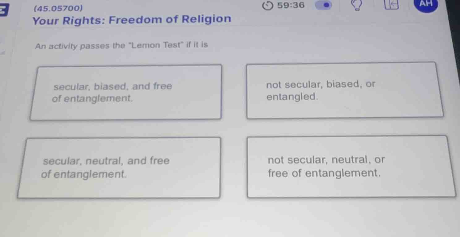 (45.05700) your rights: freedom of religion an activity passes the \lem…