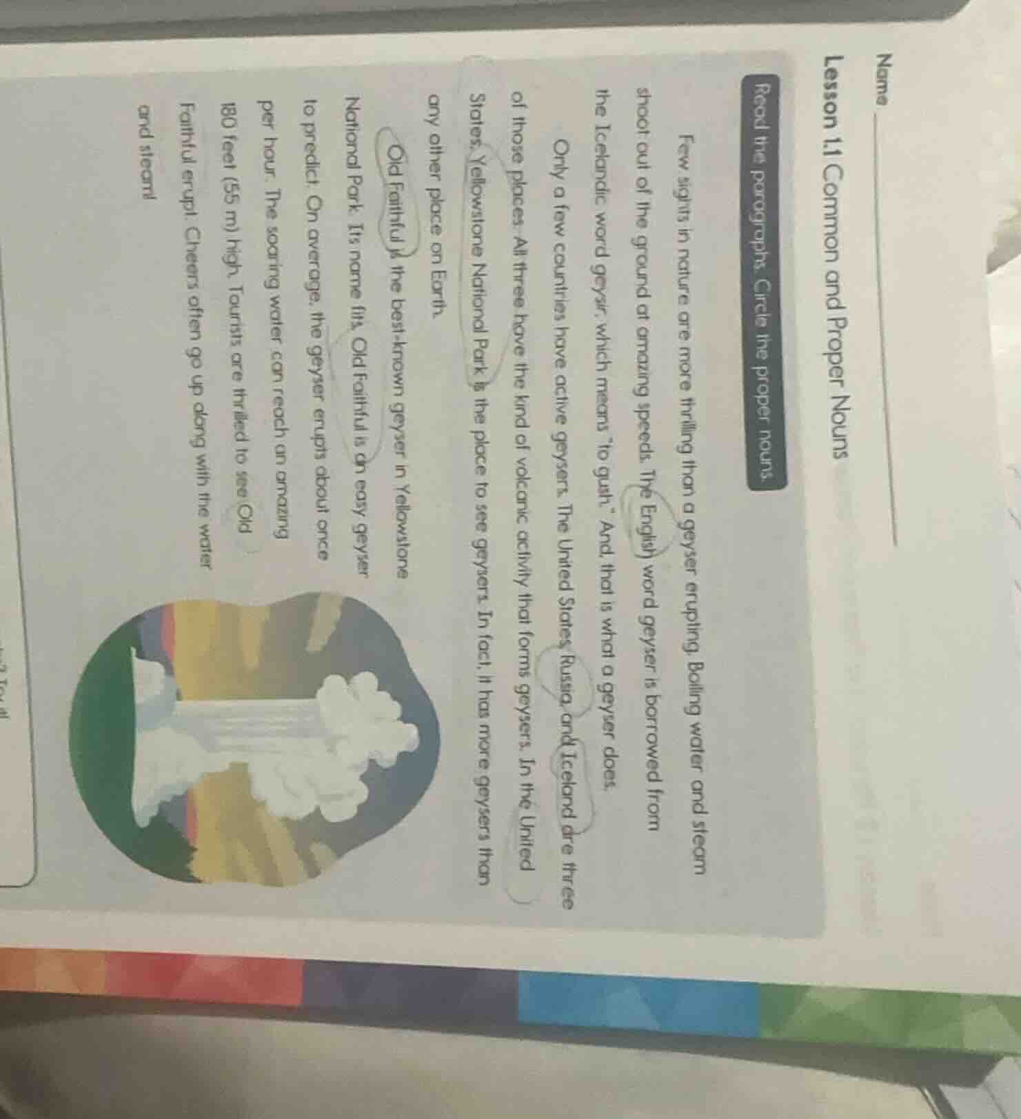 name lesson 1.1 common and proper nouns read the paragraphs. circle the…