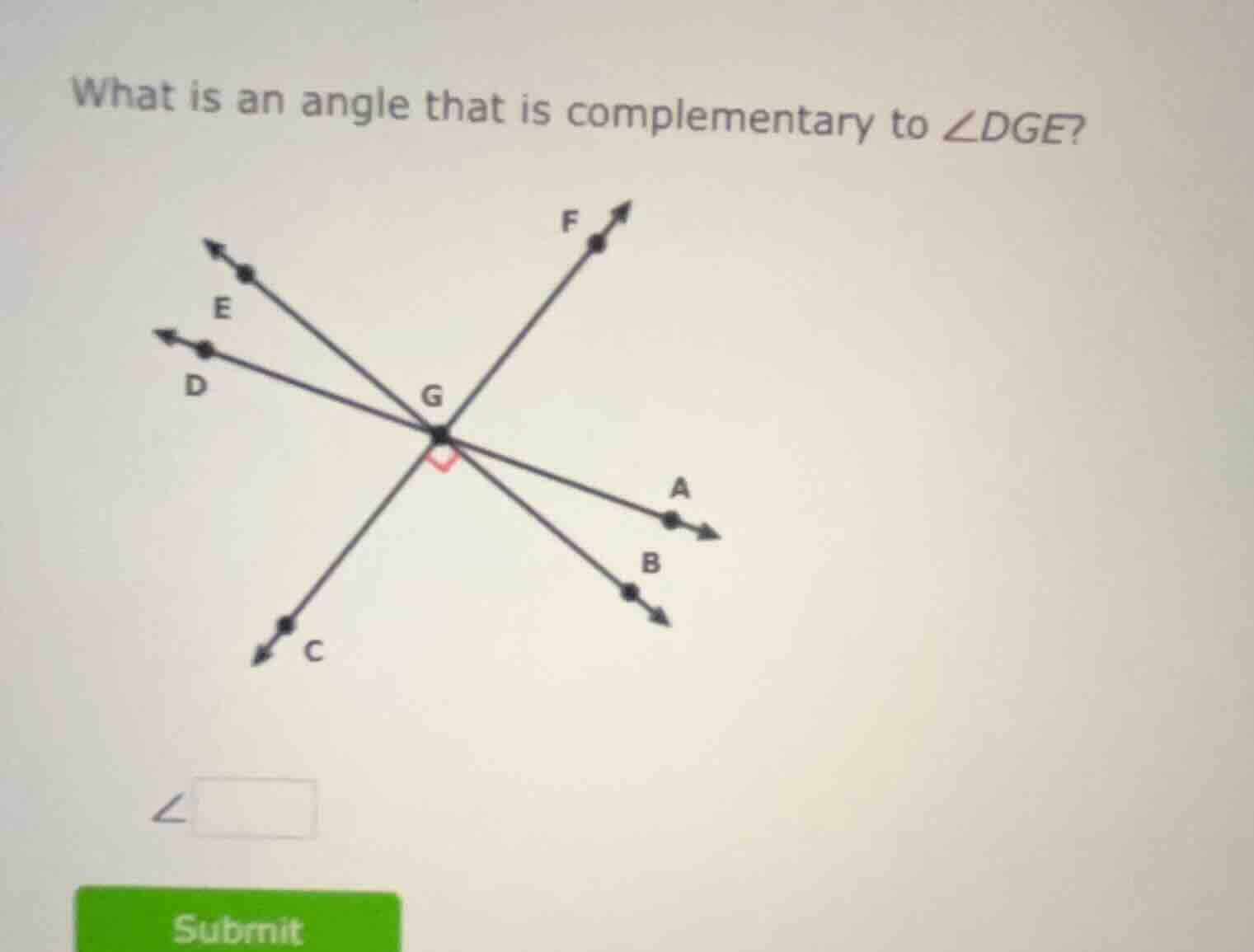 what is an angle that is complementary to ∠dge?