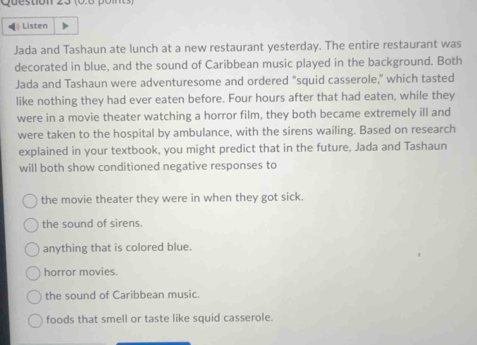 question 23 (0.8 points) listen jada and tashaun ate lunch at a new res…
