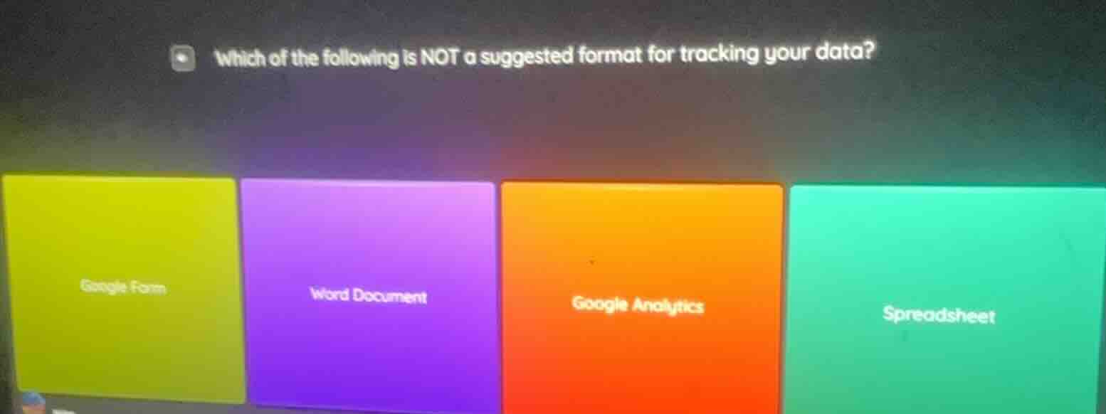 which of the following is not a suggested format for tracking your data…