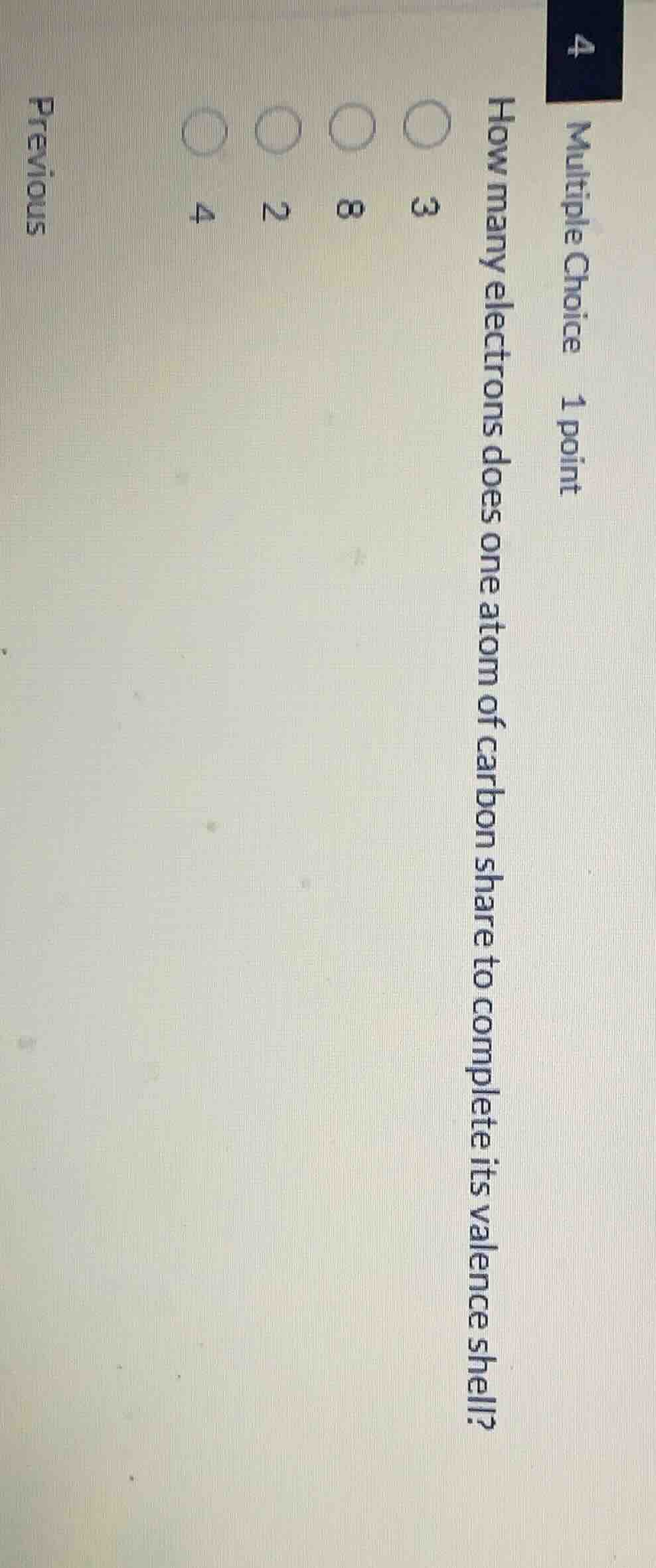 multiple choice 1 point how many electrons does one atom of carbon shar…