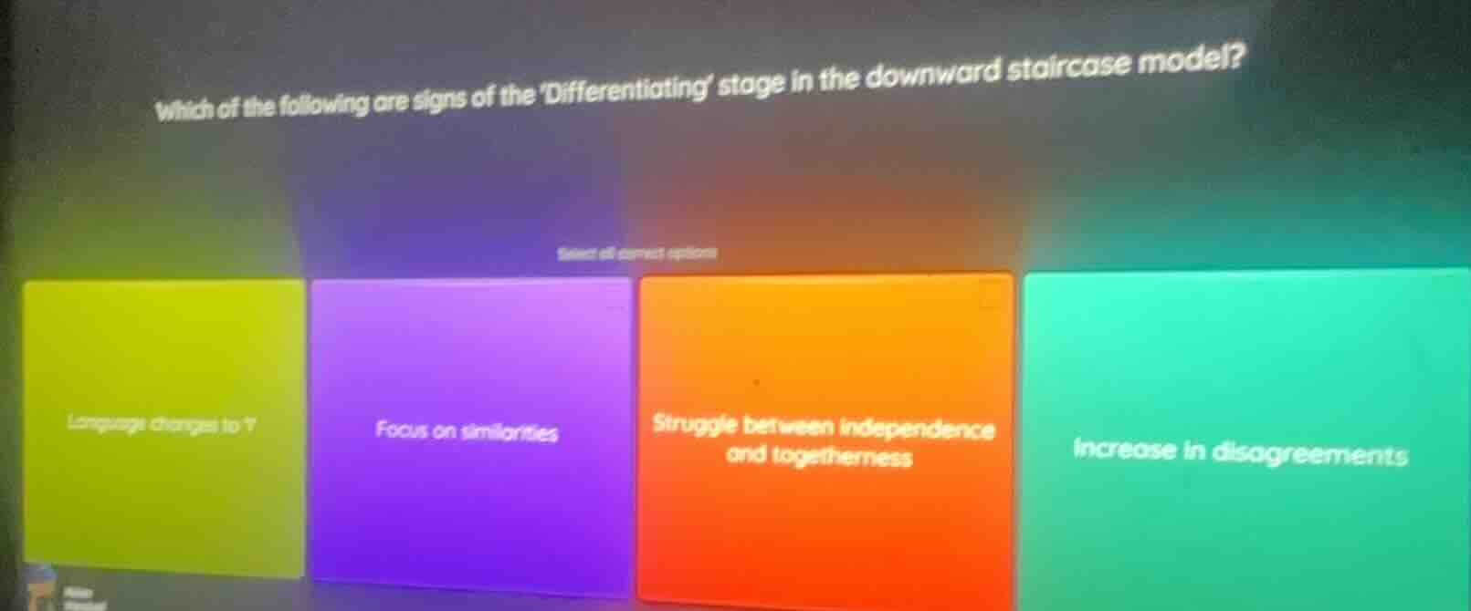which of the following are signs of the differentiating stage in the do…
