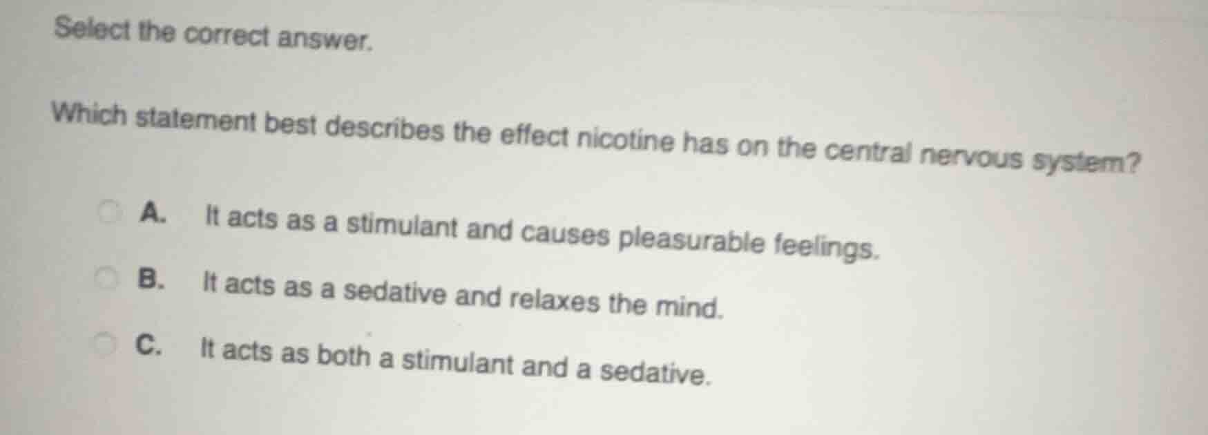 select the correct answer. which statement best describes the effect ni…