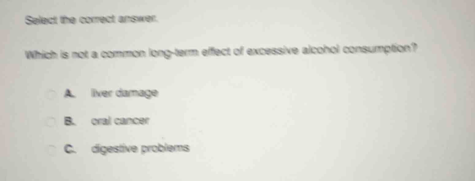 select the correct answer. which is not a common long - term effect of …