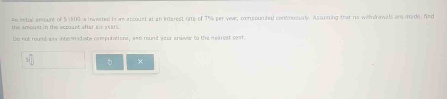 an initial amount of $1800 is invested in an account at an interest rat…