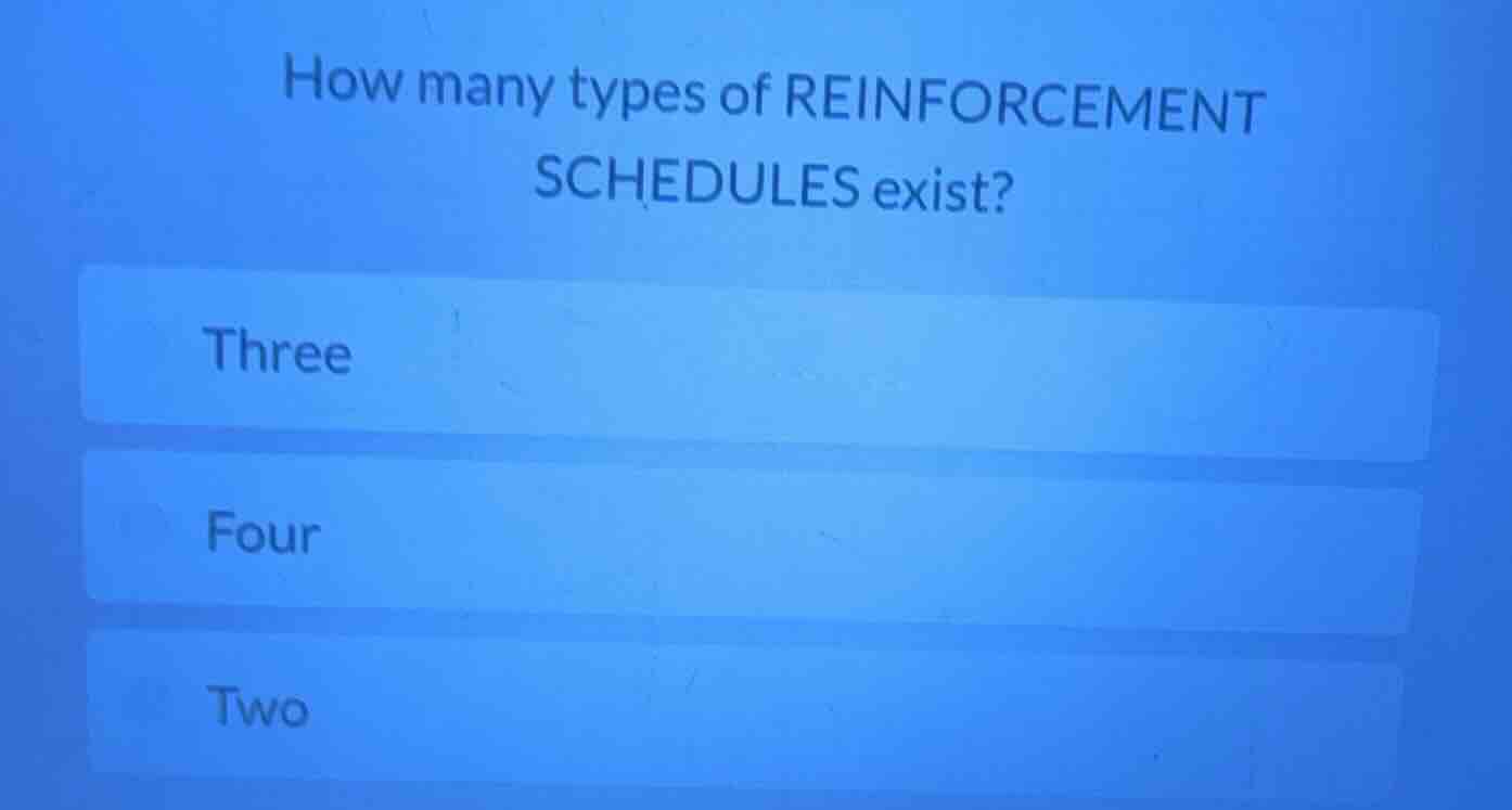 how many types of reinforcement schedules exist? three four two